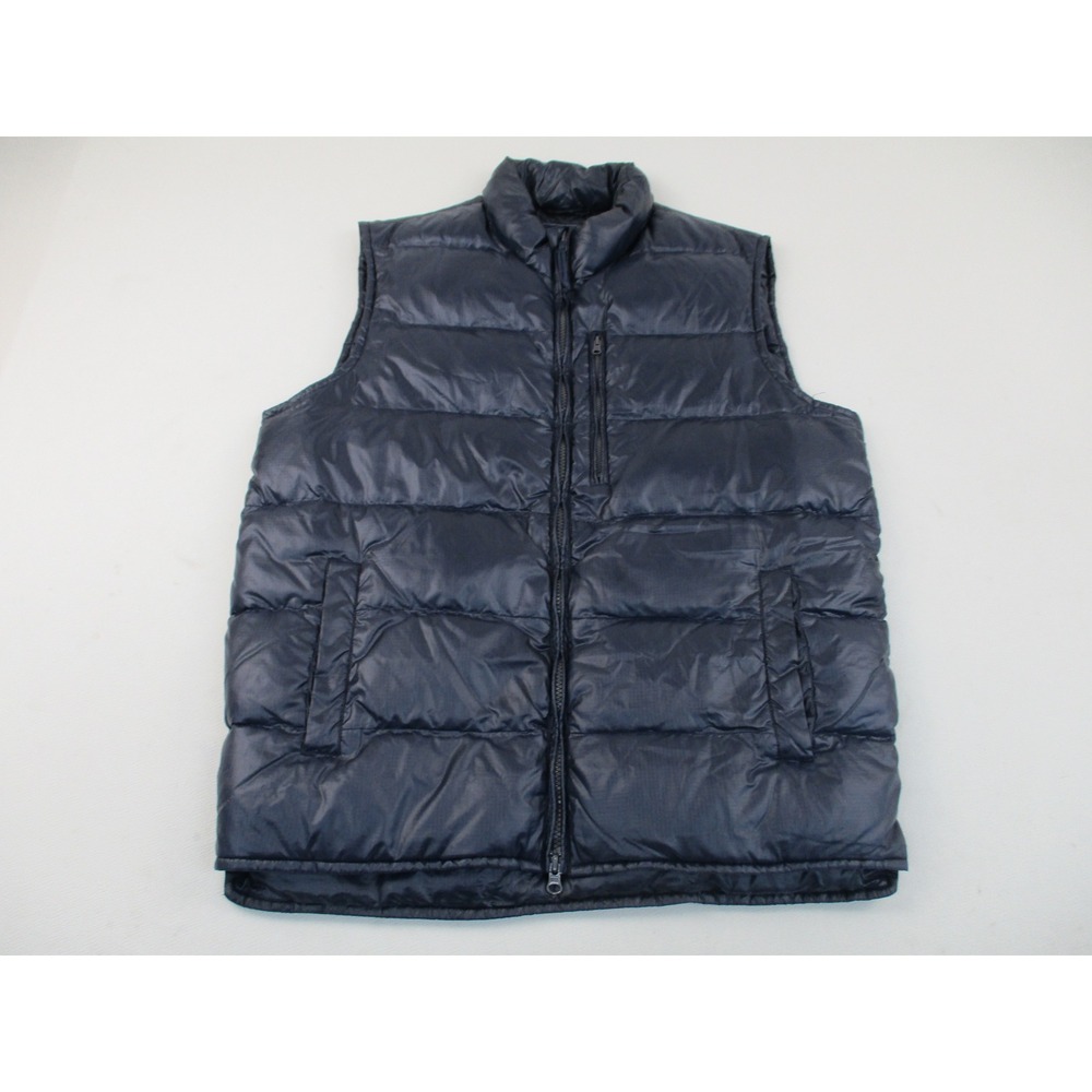 J. Crew Puffer Vest Men M Navy Blue Down Filled Puffer Nylon Quilted Utility